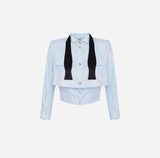 Poplin shirt with bow tie