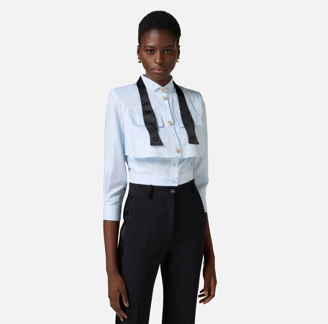 Poplin shirt with bow tie