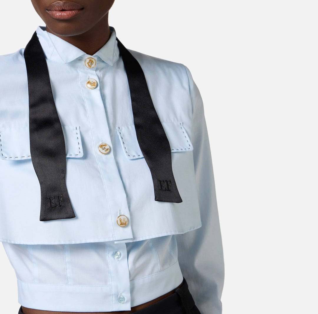 Poplin shirt with bow tie