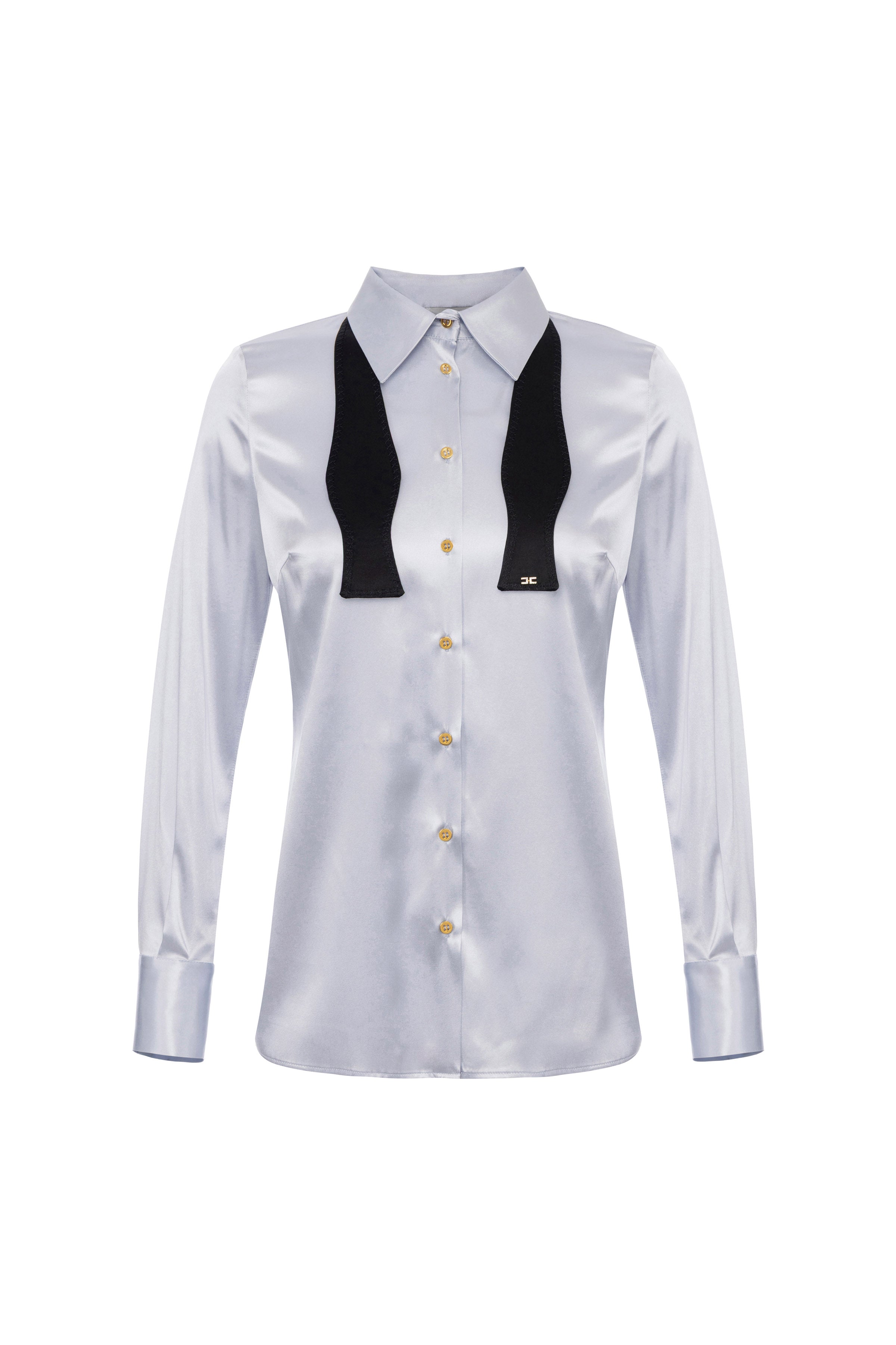 Silk satin blouse with bow tie