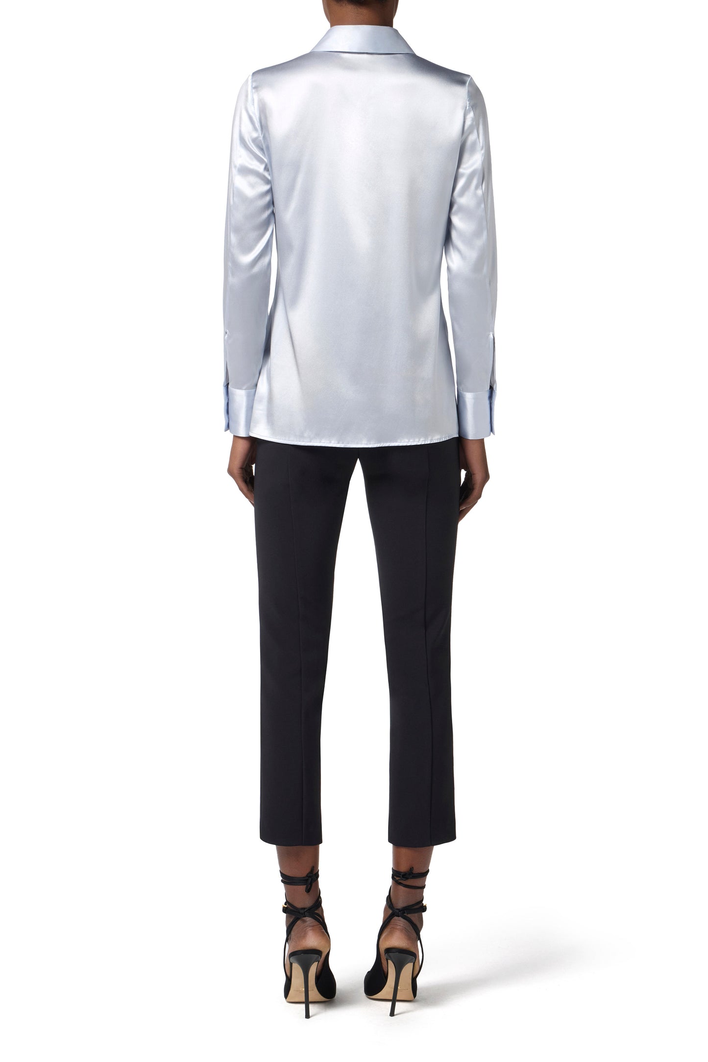 Silk satin blouse with bow tie