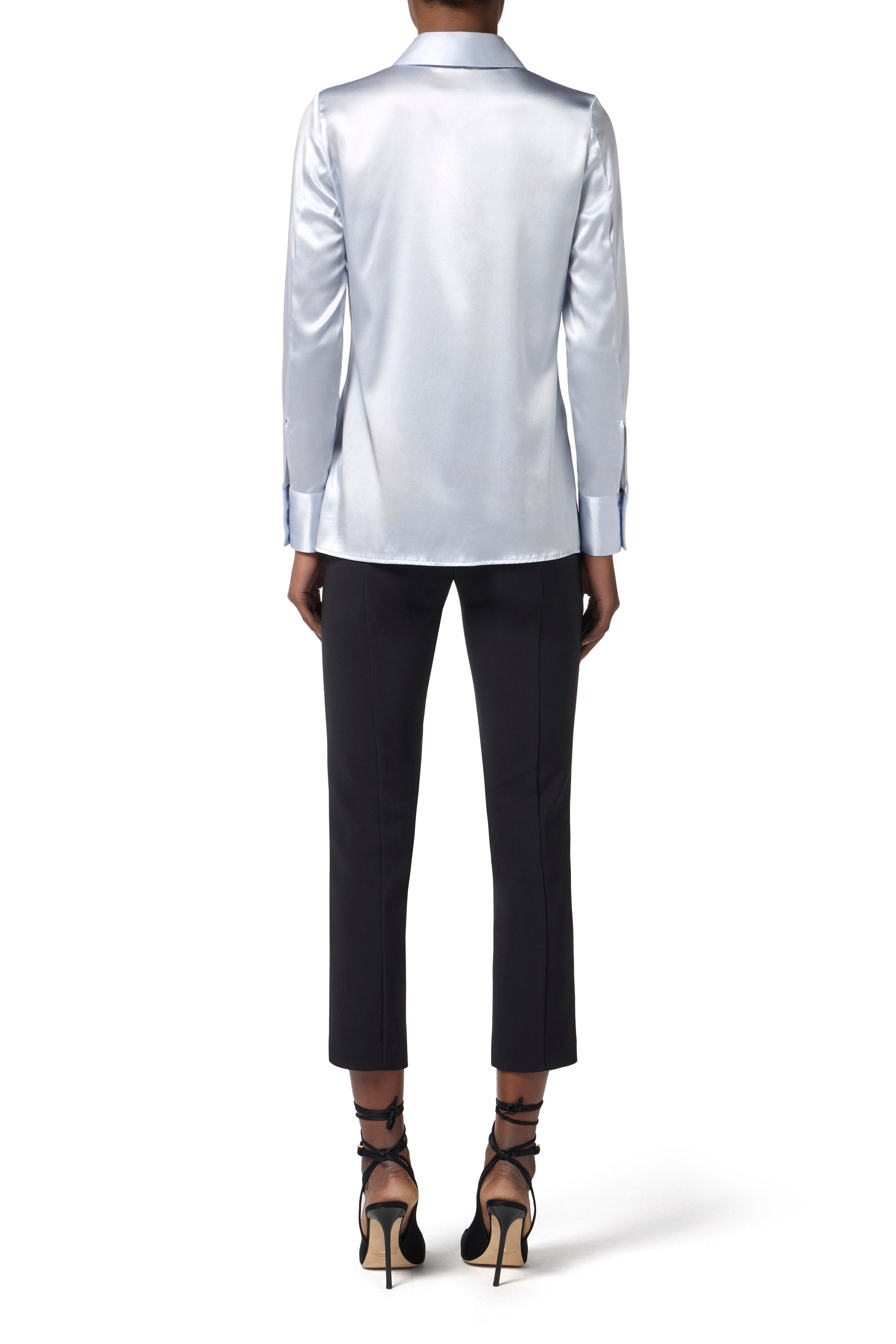 Silk satin blouse with bow tie
