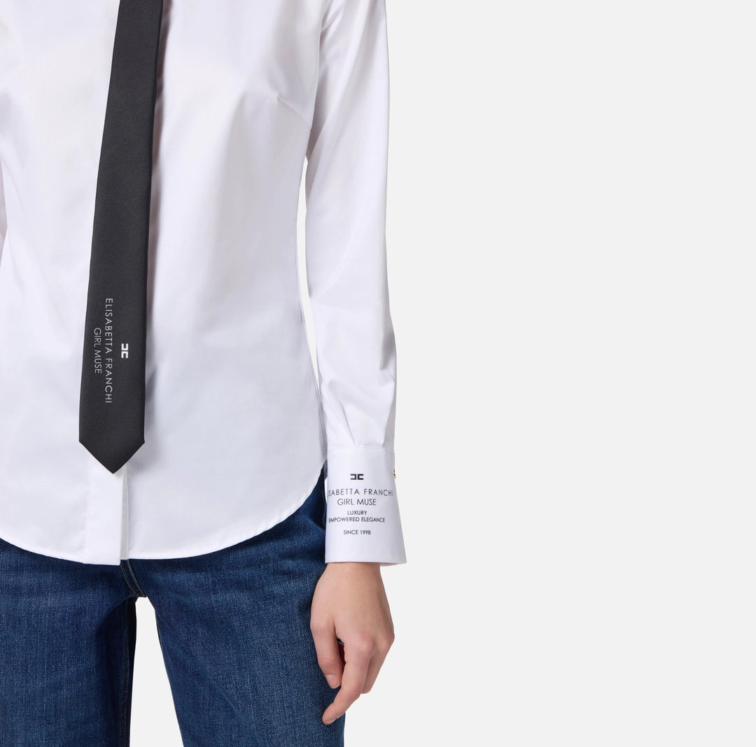 Cotton poplin shirt with logo