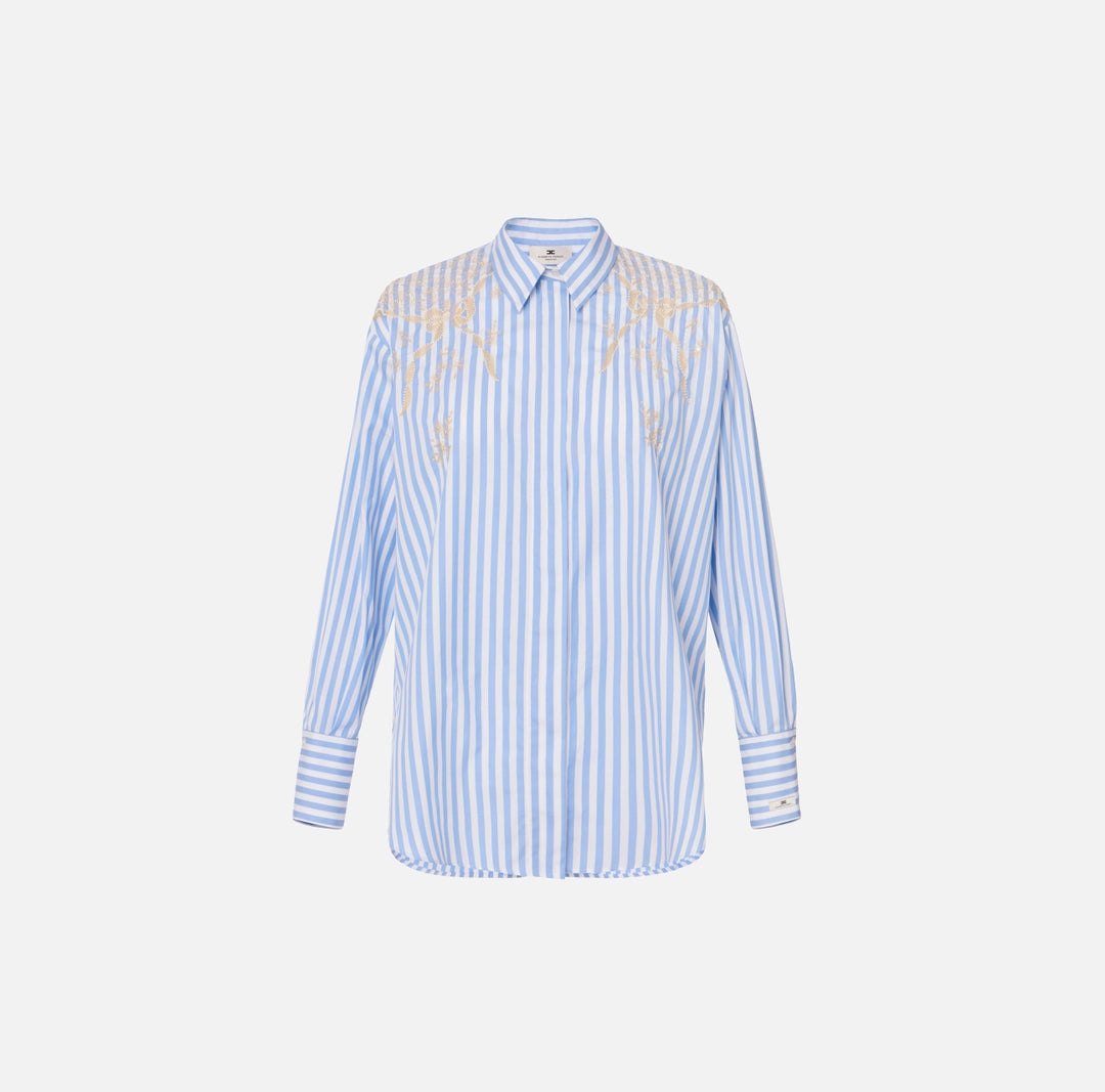 Cotton poplin shirt with embroideries | LAST PIECE: 48