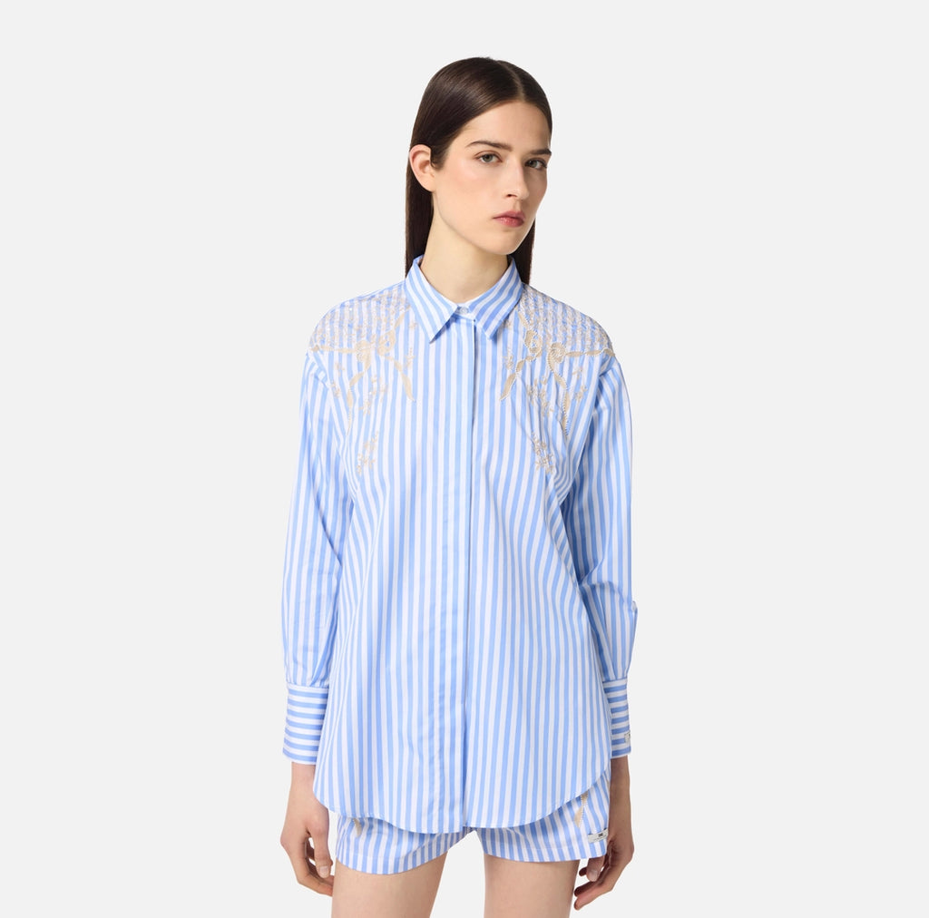 Cotton poplin shirt with embroideries | LAST PIECE: 48
