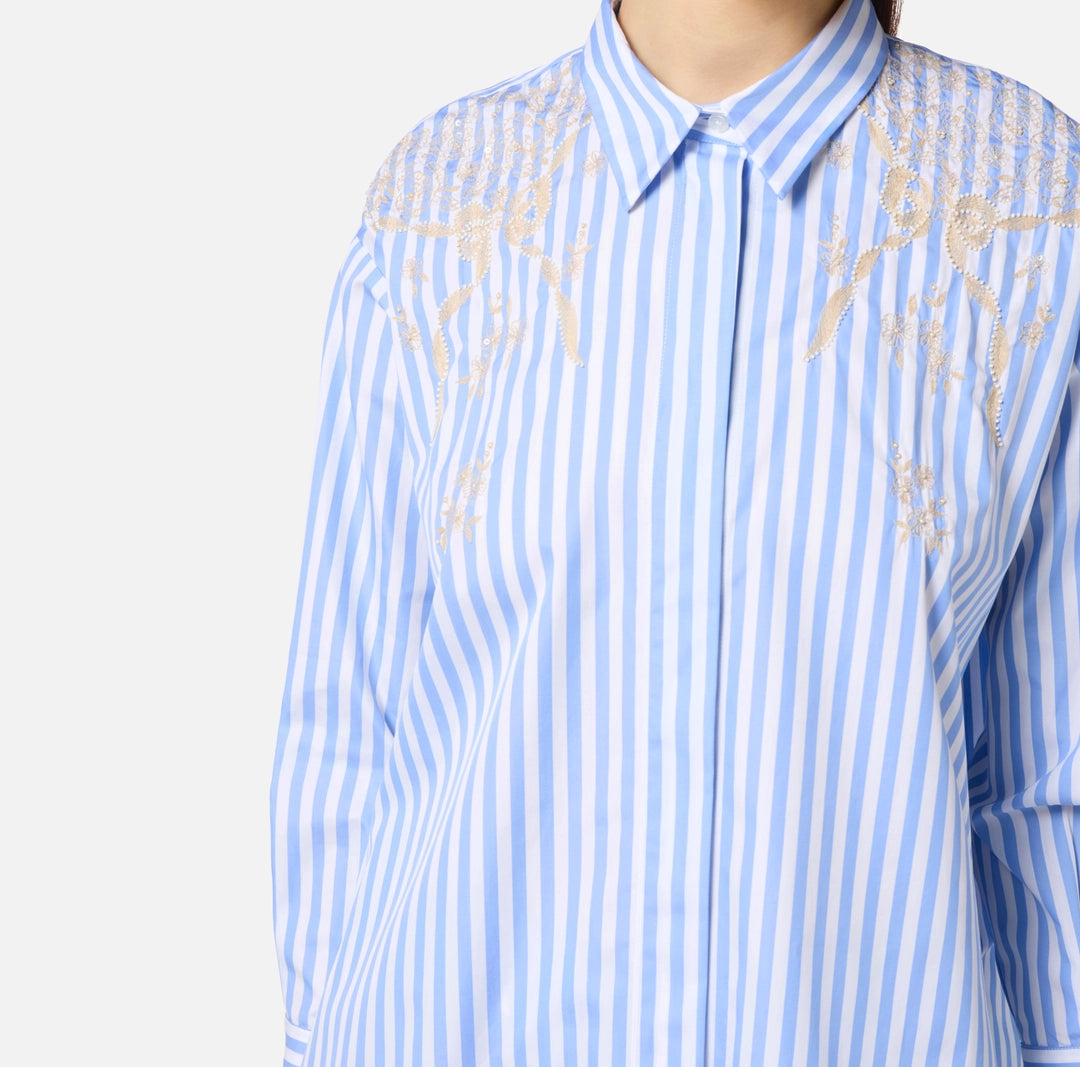 Cotton poplin shirt with embroideries | LAST PIECE: 48