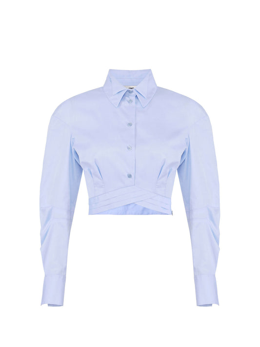 Cotton poplin shirt with waistband