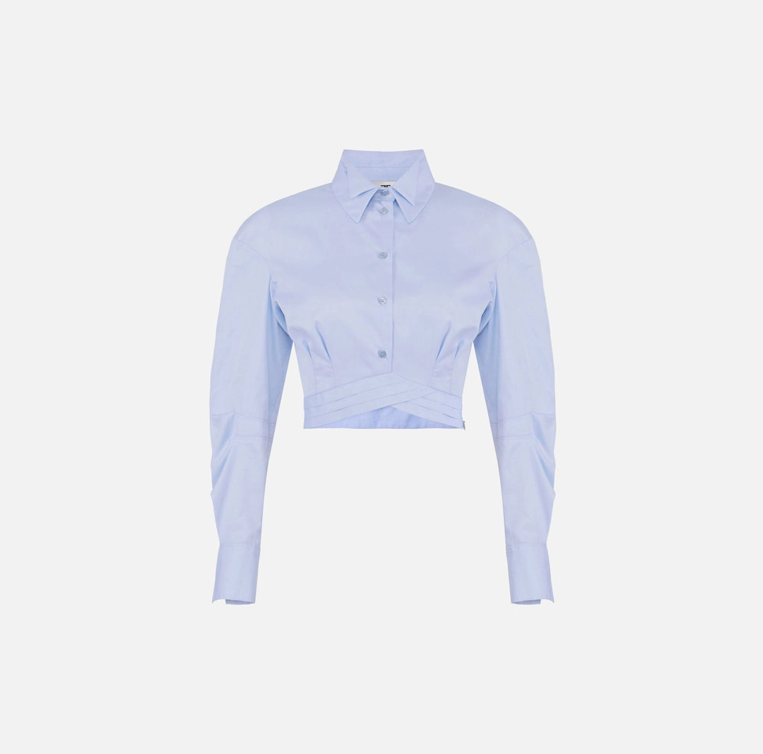 Cotton poplin shirt with waistband