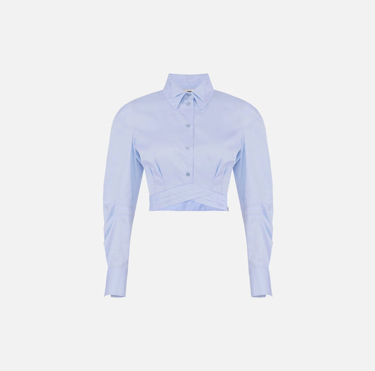 Cotton poplin shirt with waistband
