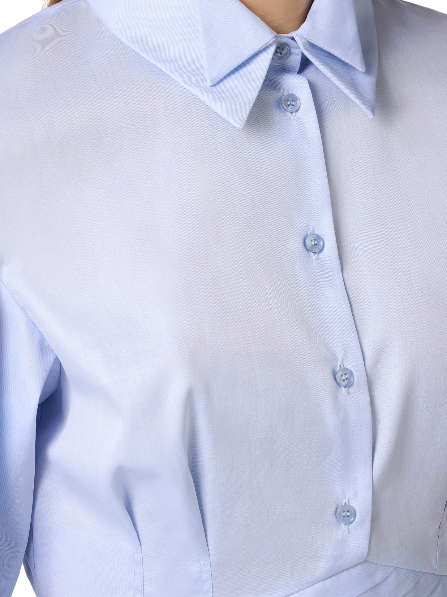 Cotton poplin shirt with waistband