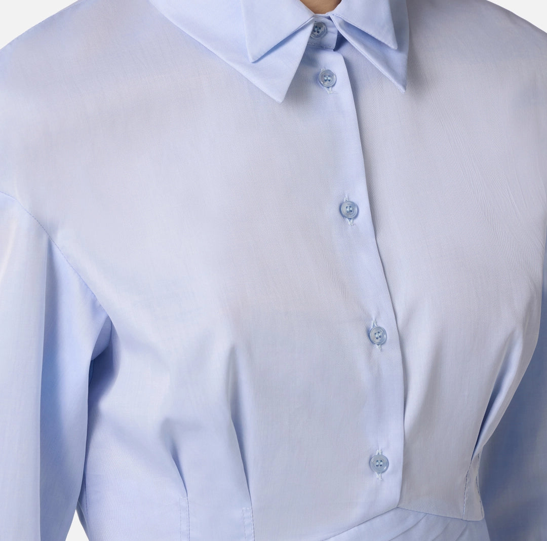 Cotton poplin shirt with waistband