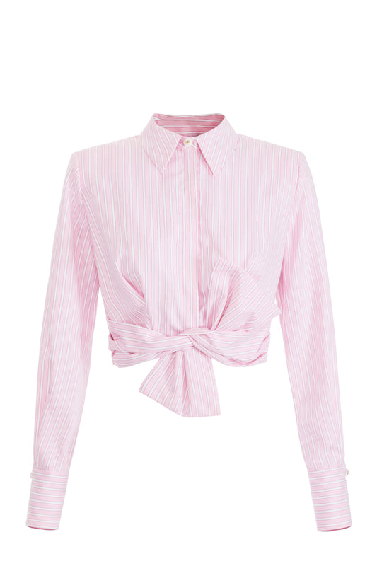 Cotton poplin shirt with bow