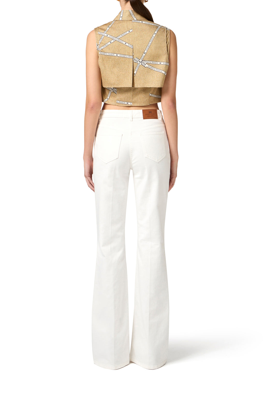 Cotton shirt with raffia print and ribbon |LAST PIECE: 40