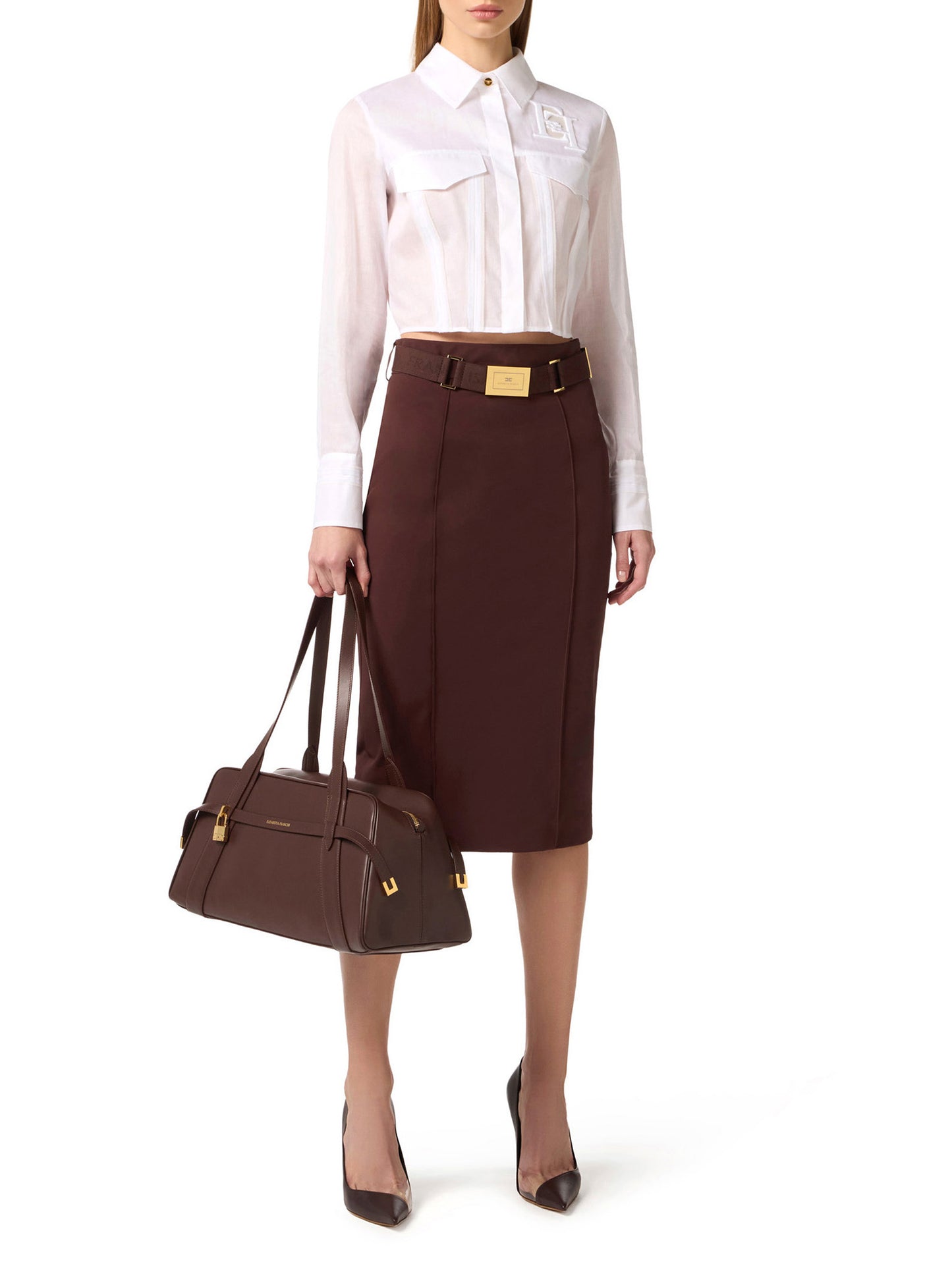 Cotton shirt with flaps and embroideries