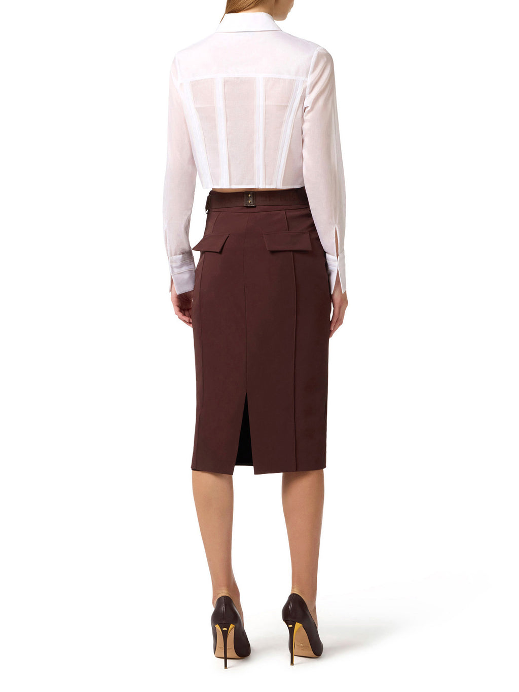 Cotton shirt with flaps and embroideries