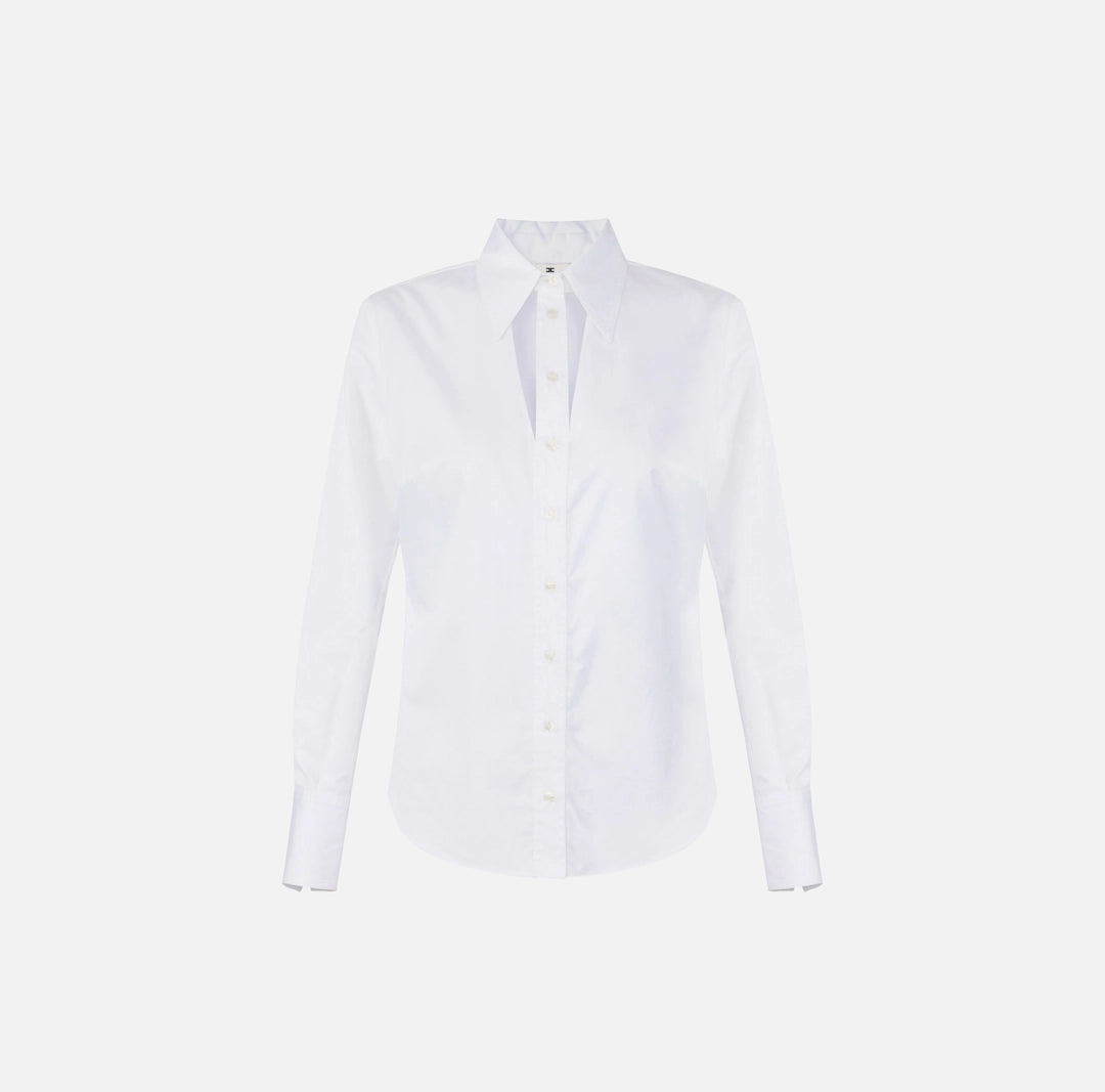 Cotton shirt with cut-out and embroideries