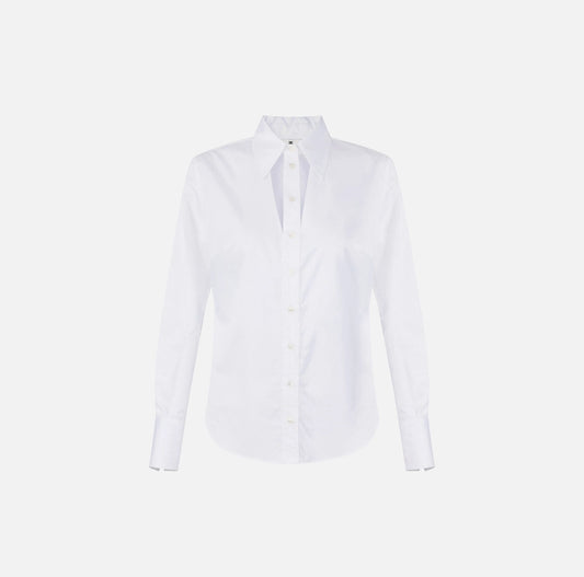 Cotton shirt with cut-out and embroideries