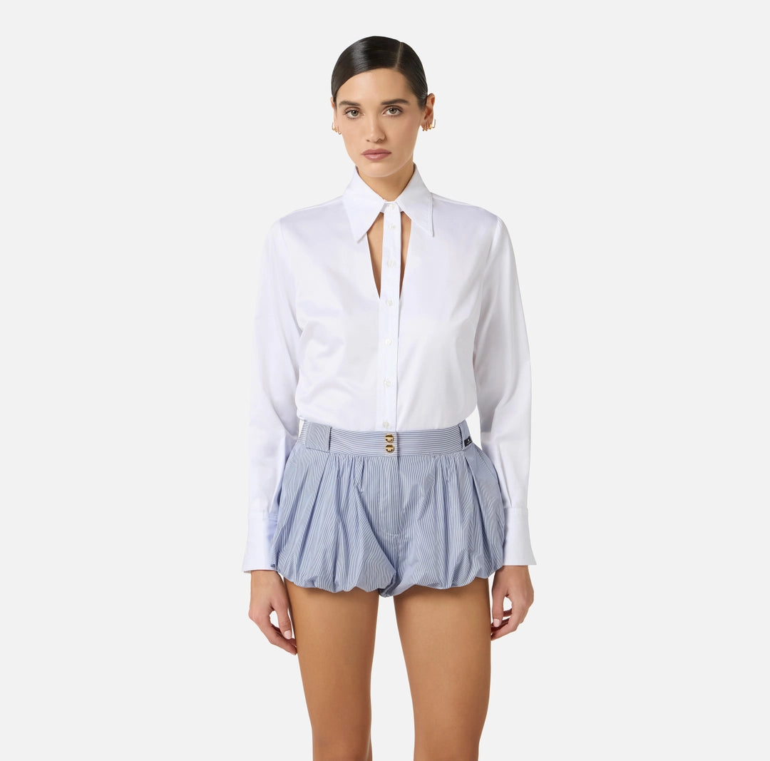 Cotton shirt with cut-out and embroideries