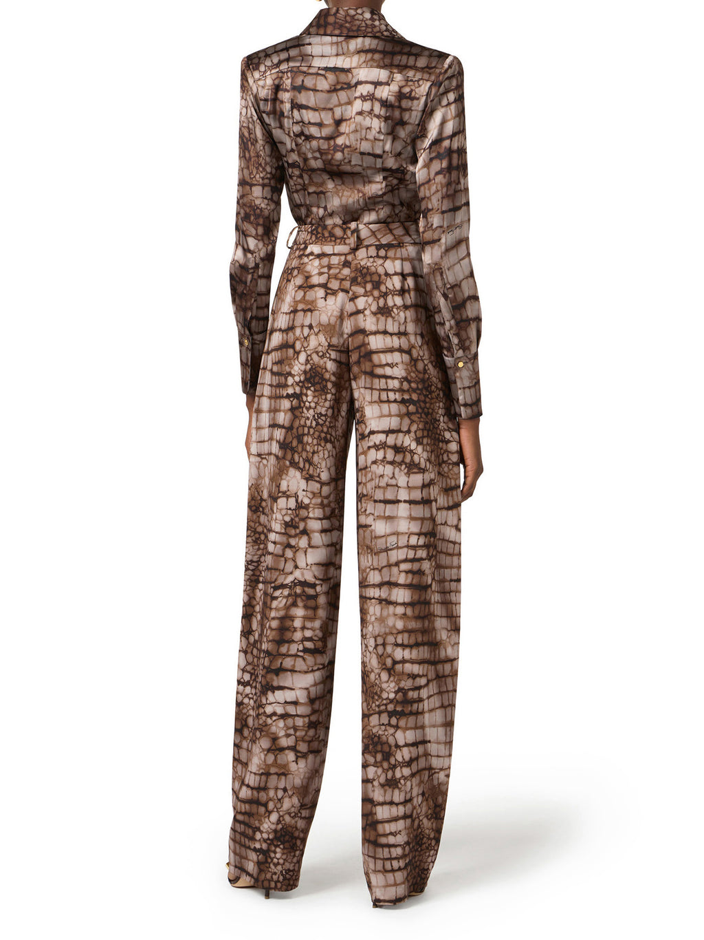 Shirt in satin fabric with alligator print