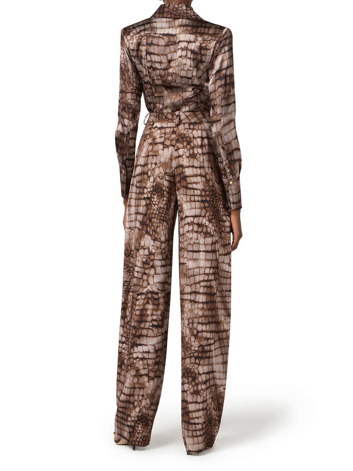 Shirt in satin fabric with alligator print