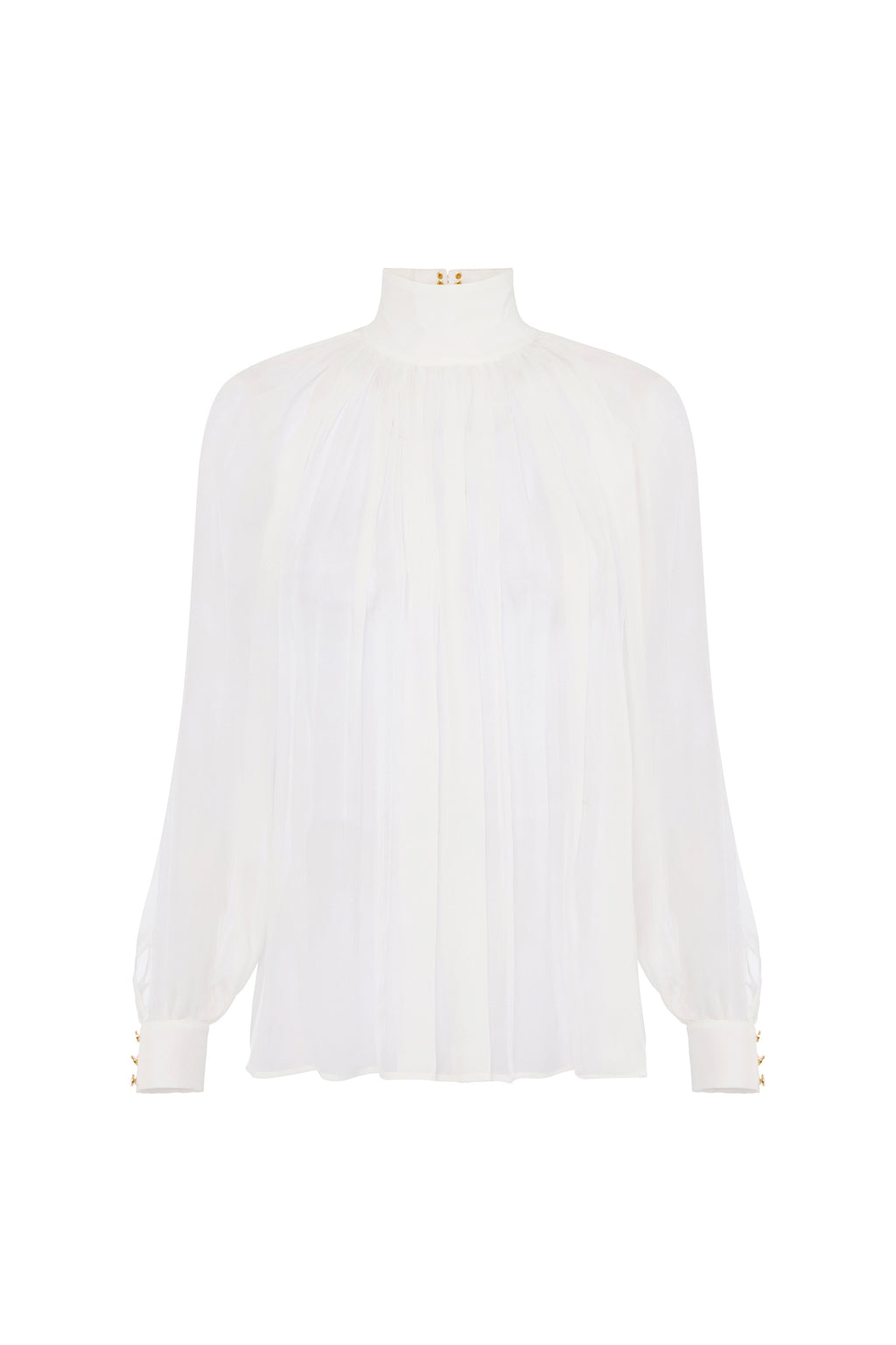 Blouse in voile fabric with jewel clasps