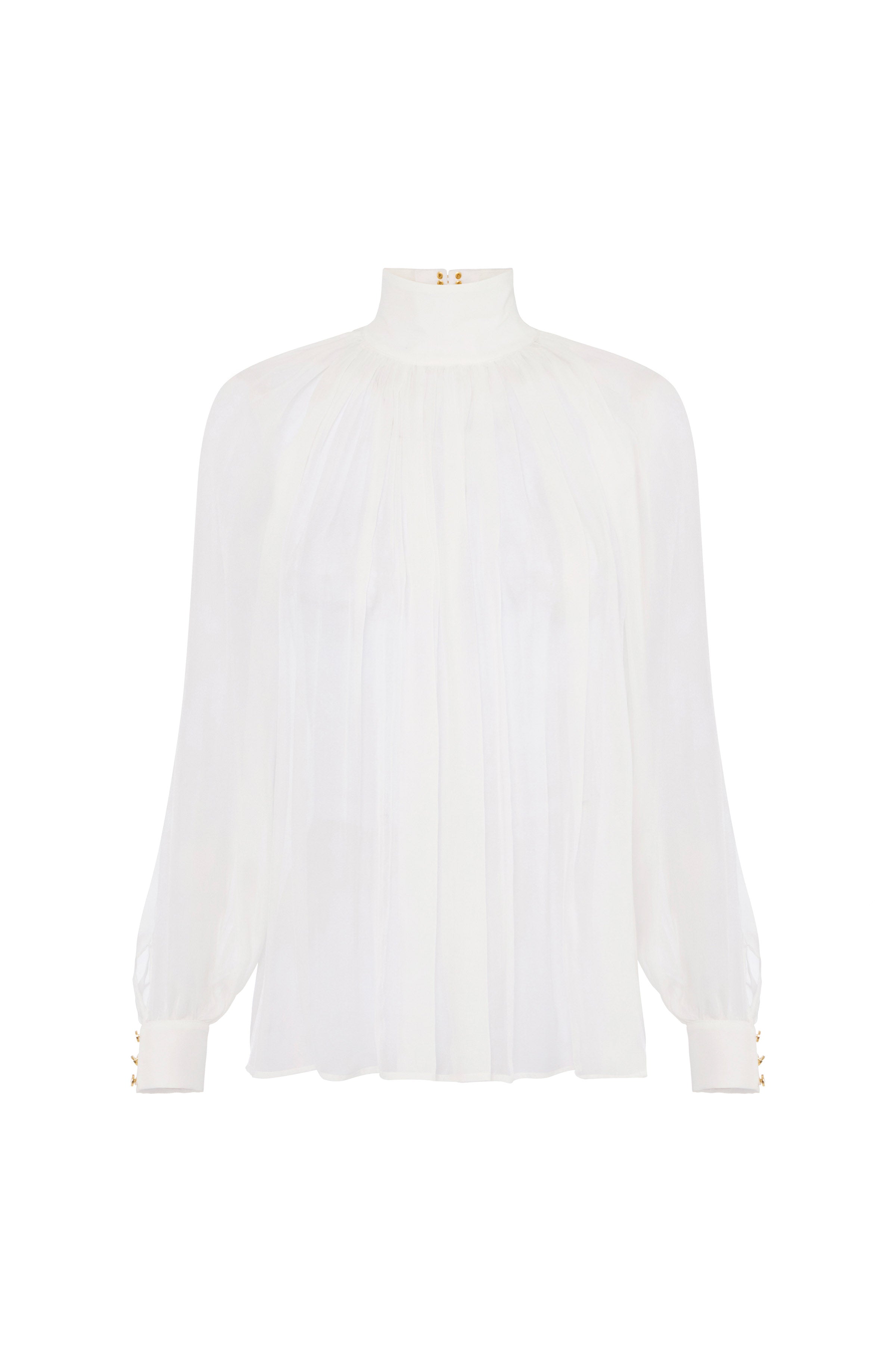 Blouse in voile fabric with jewel clasps