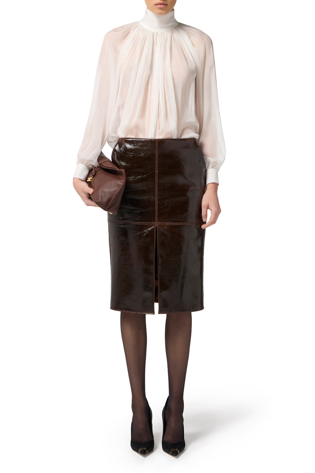 Blouse in voile fabric with jewel clasps
