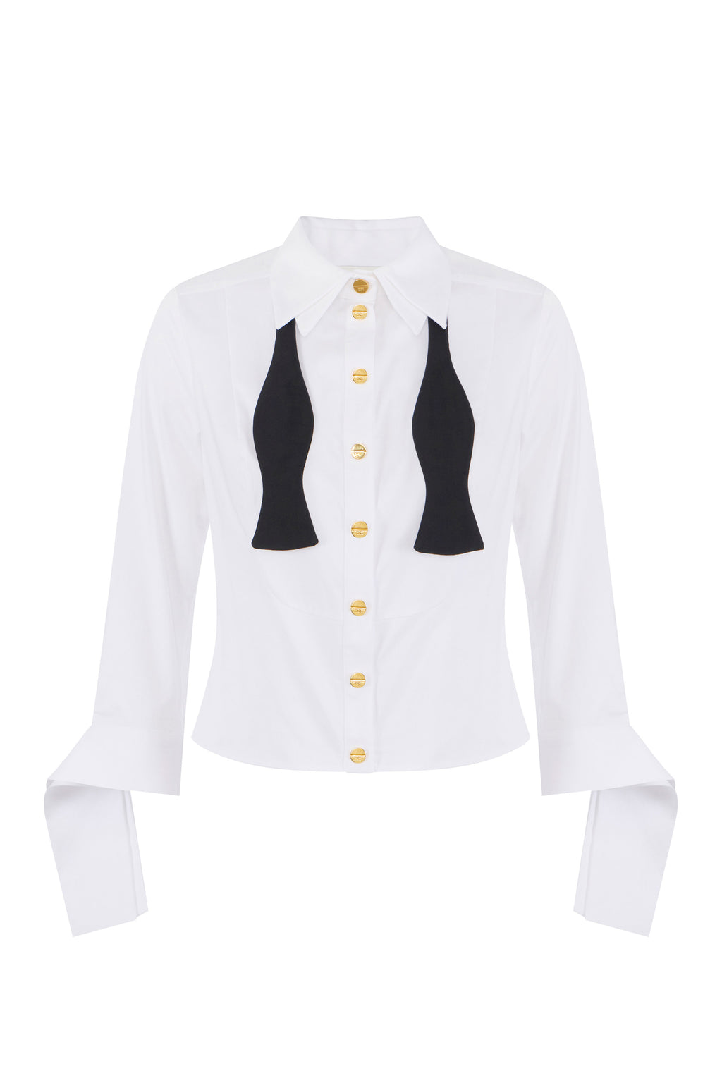 Cotton poplin shirt with bow tie