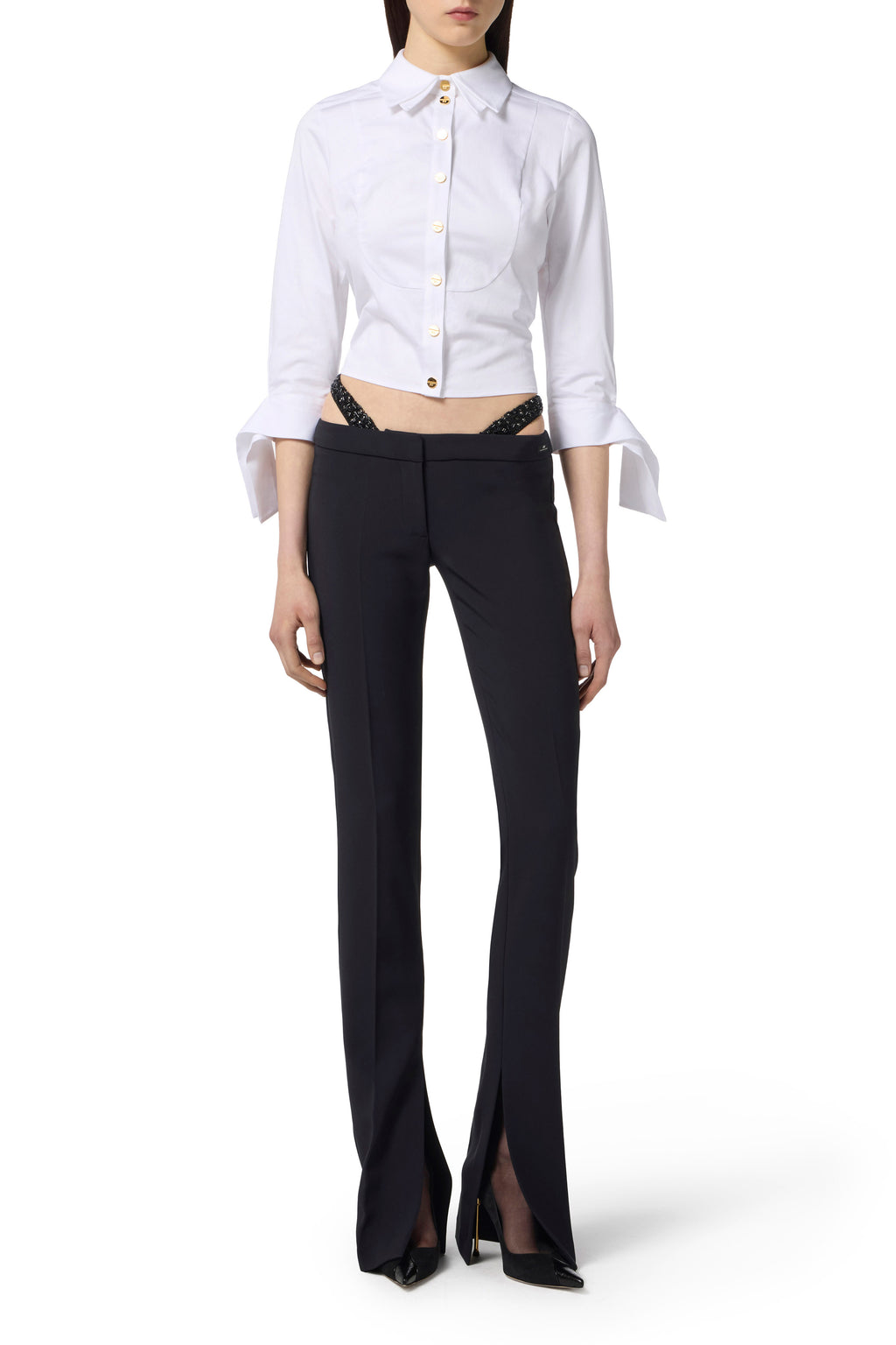 Cotton poplin shirt with bow tie