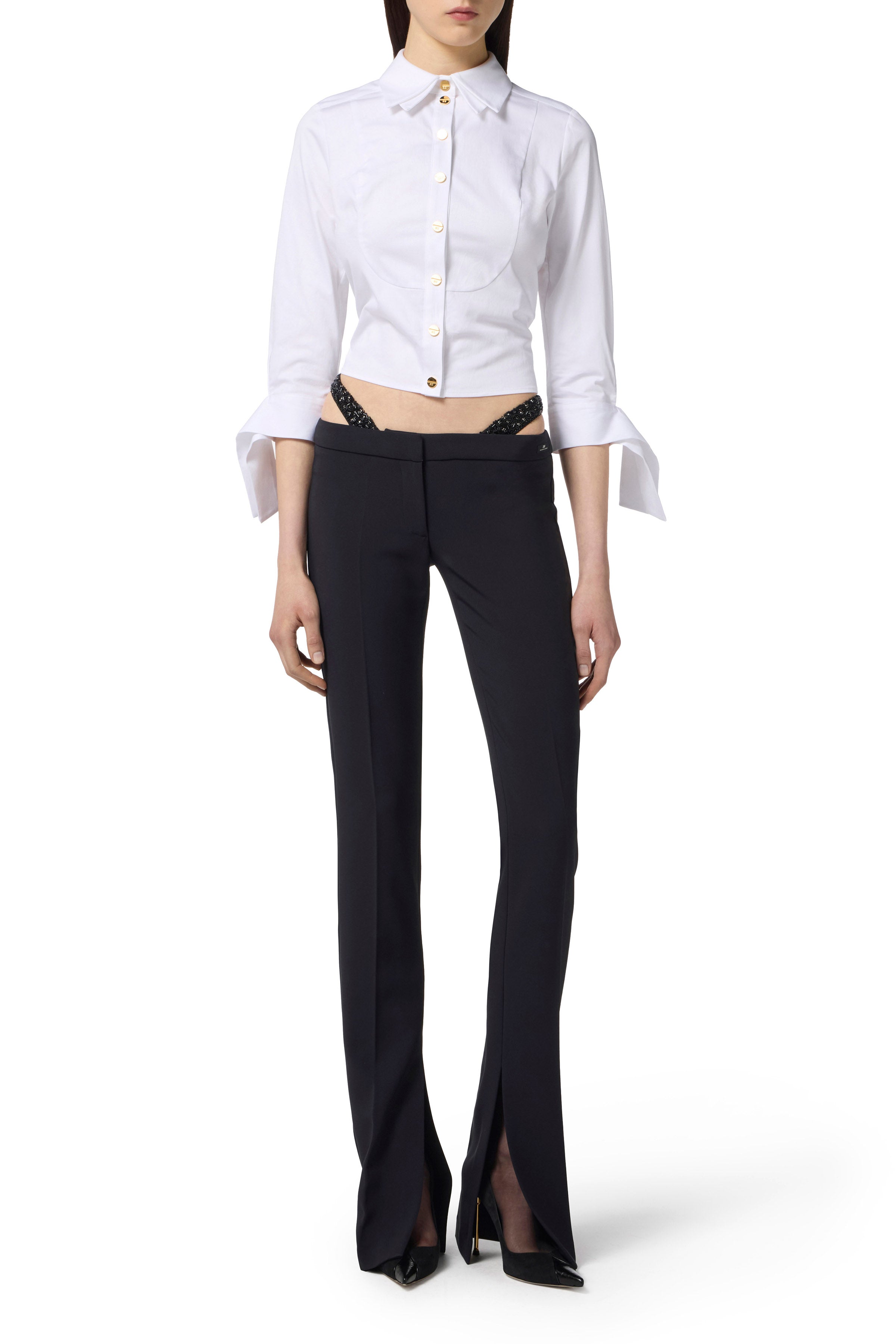 Cotton poplin shirt with bow tie