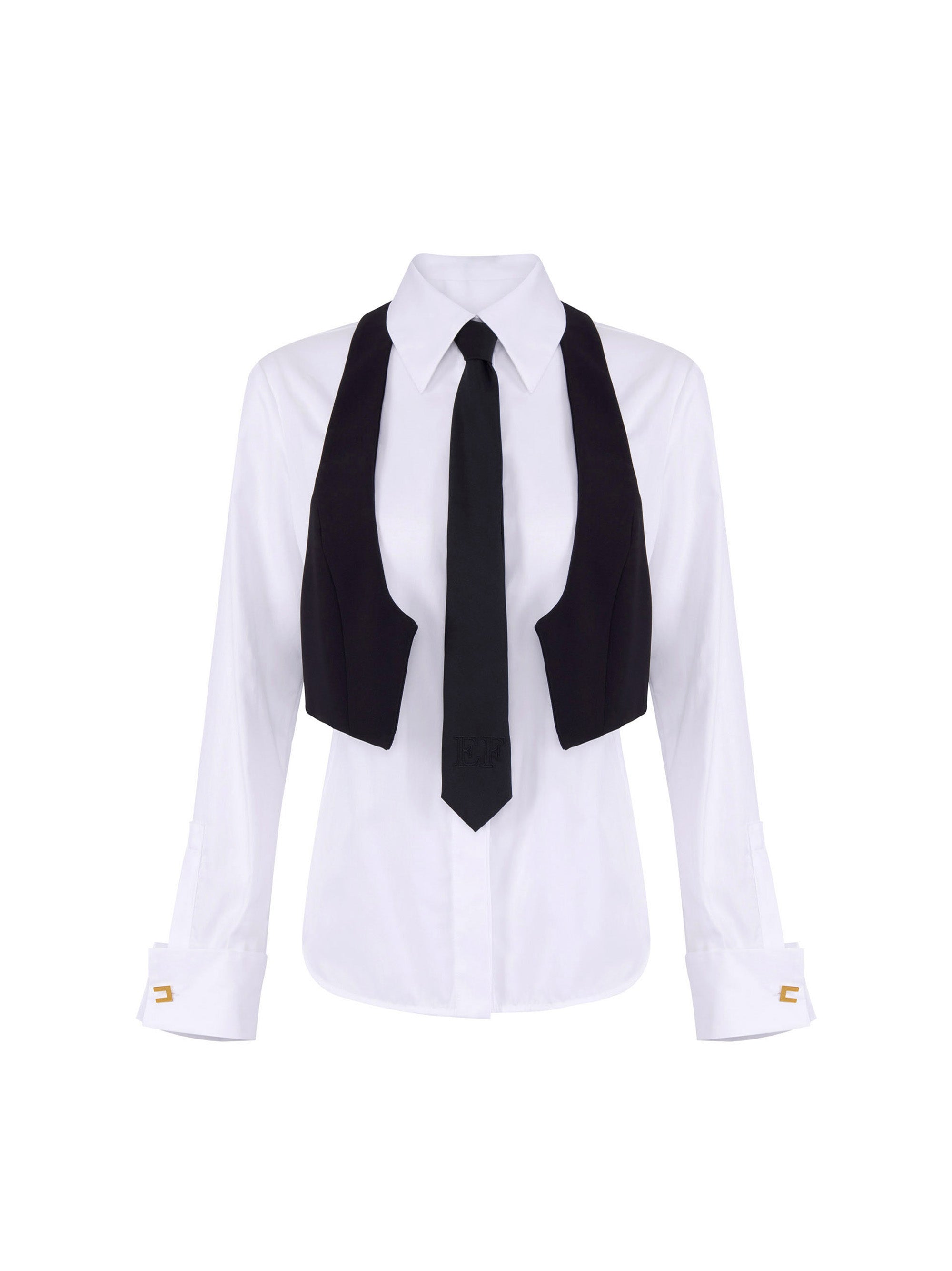 Cotton shirt with tie and waistcoat
