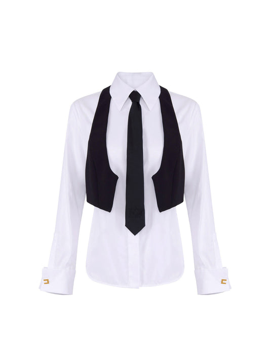 Cotton shirt with tie and waistcoat