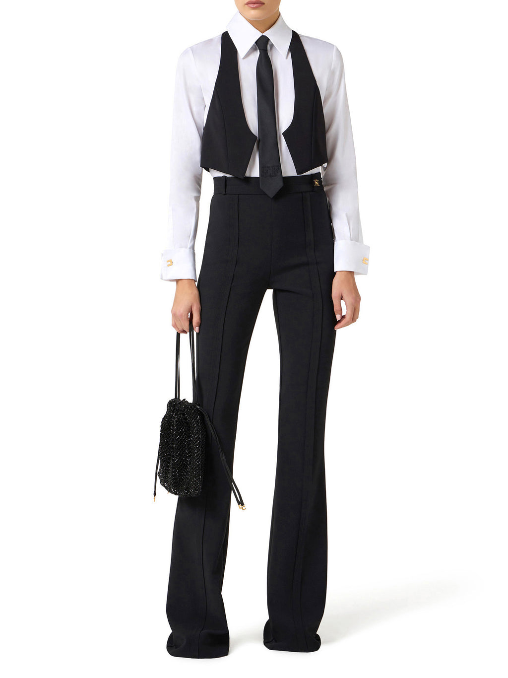 Cotton shirt with tie and waistcoat