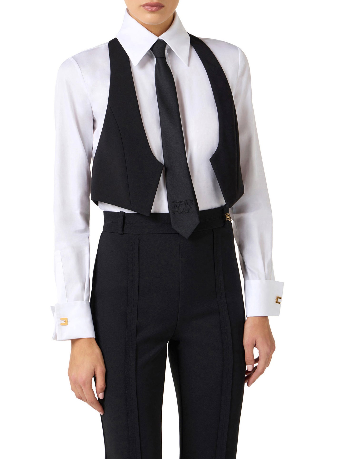 Cotton shirt with tie and waistcoat