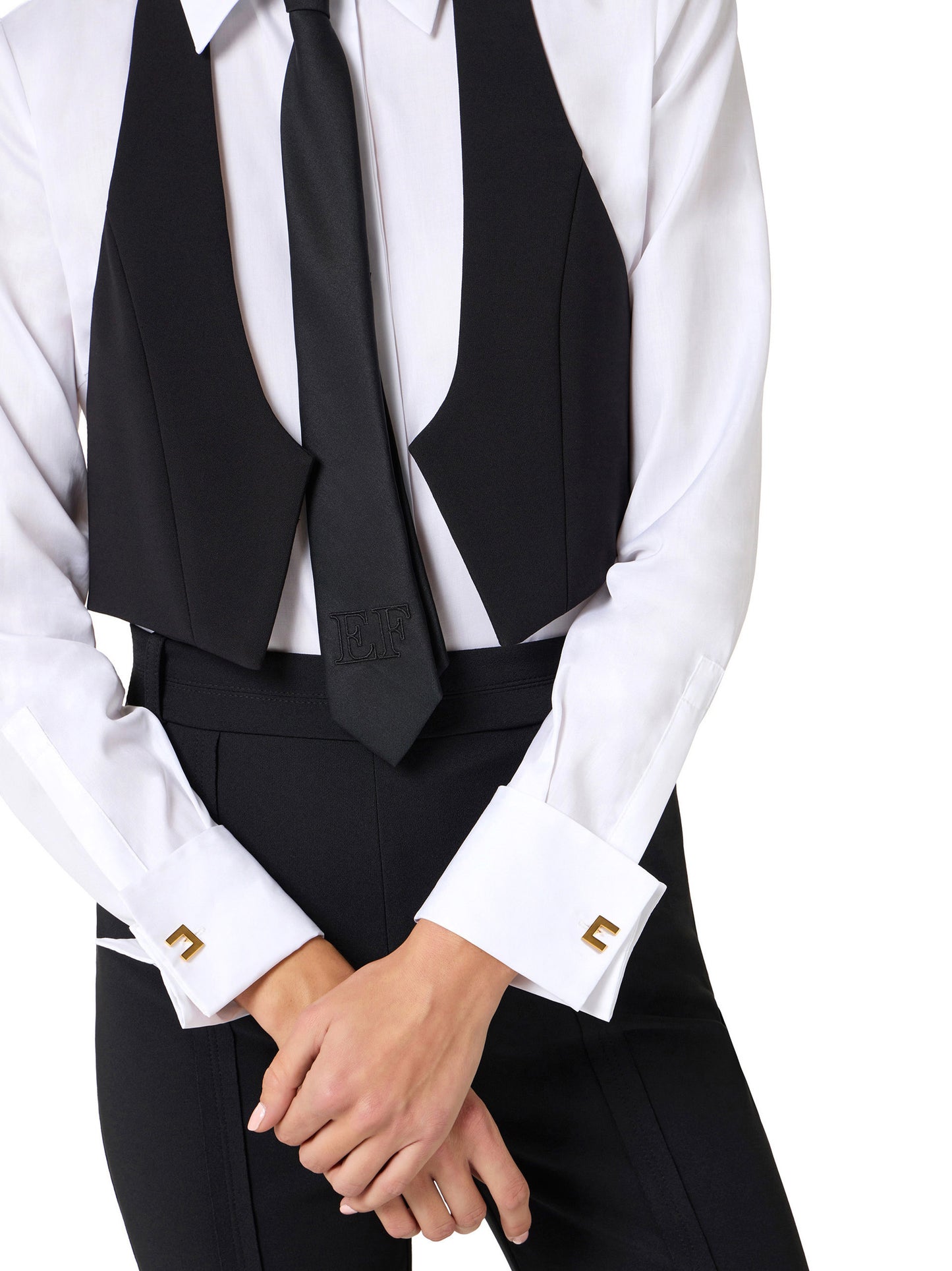 Cotton shirt with tie and waistcoat