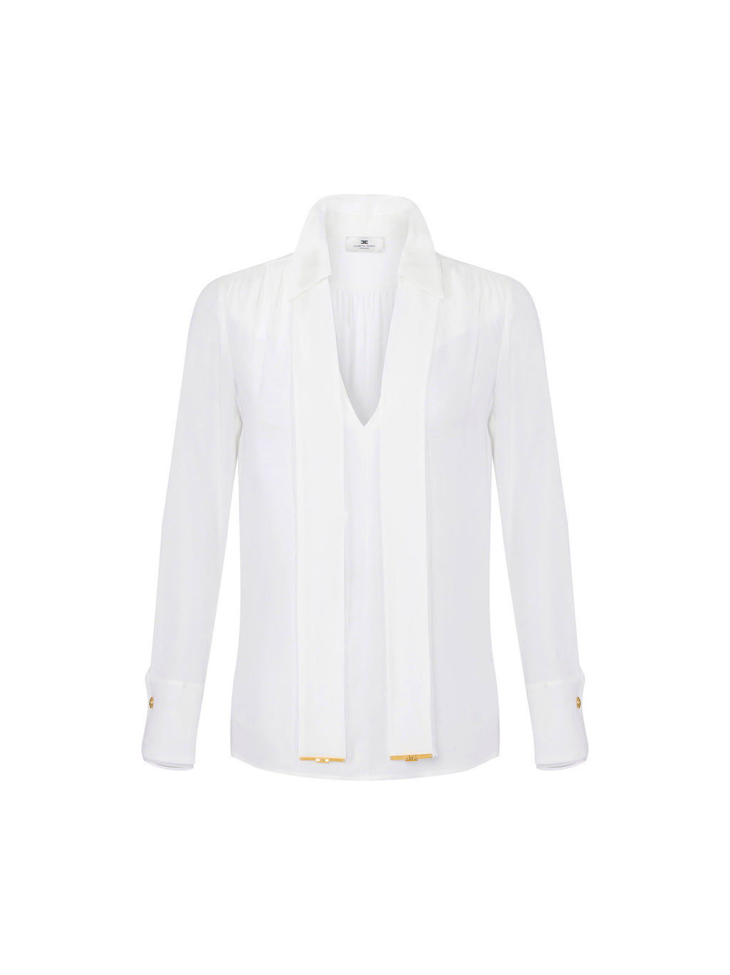 Blouse in viscose georgette fabric with sash belt