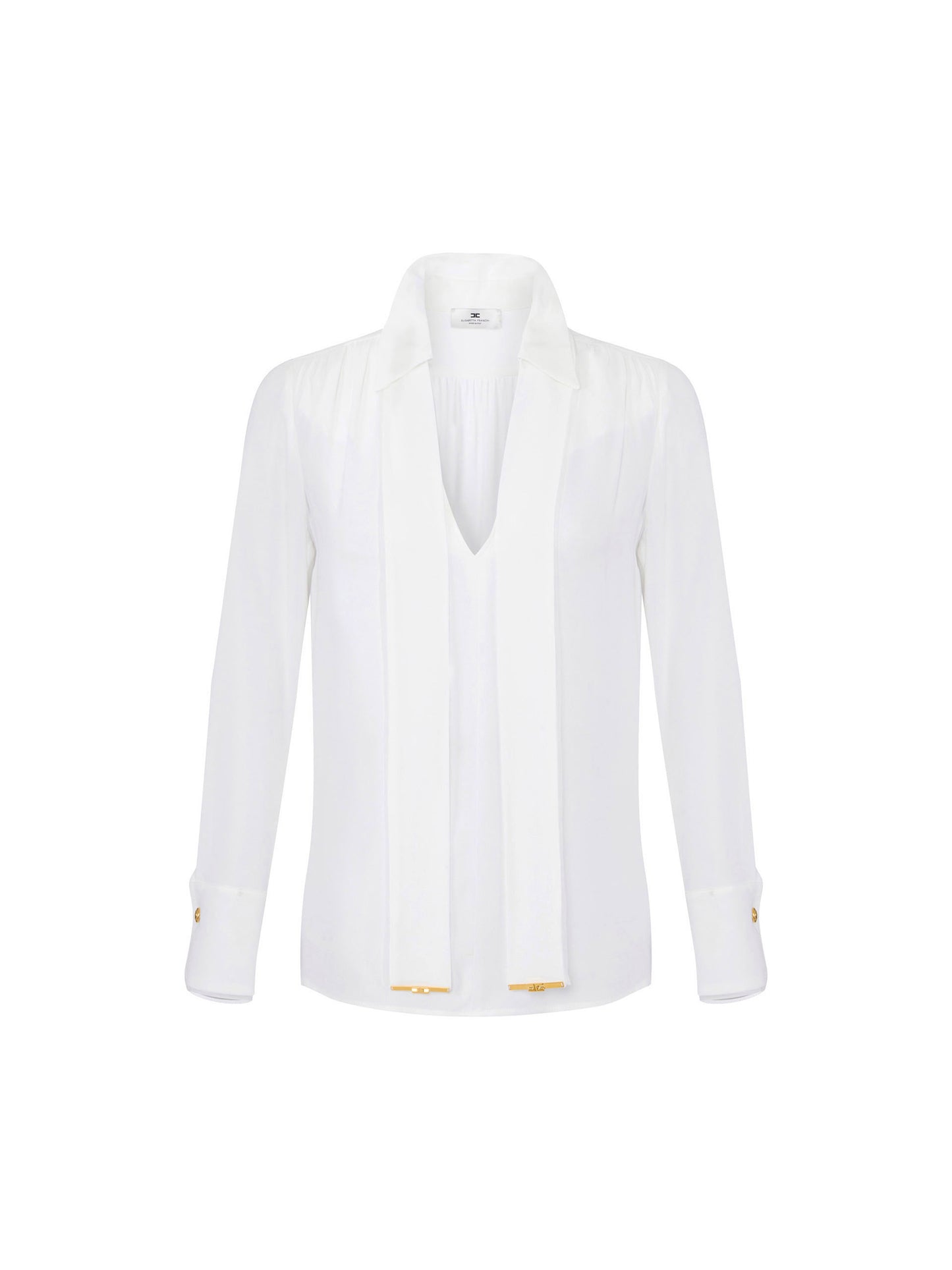 Blouse in viscose georgette fabric with sash belt