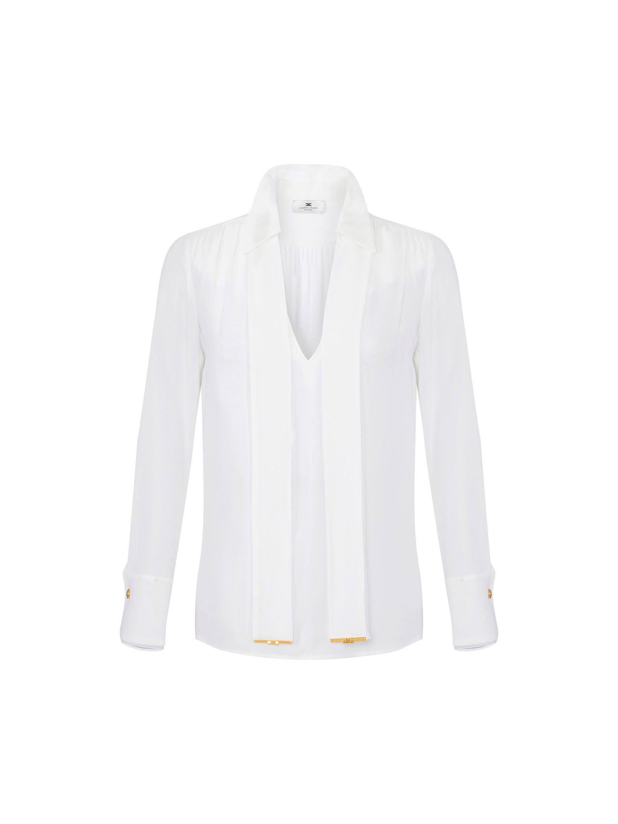 Blouse in viscose georgette fabric with sash belt
