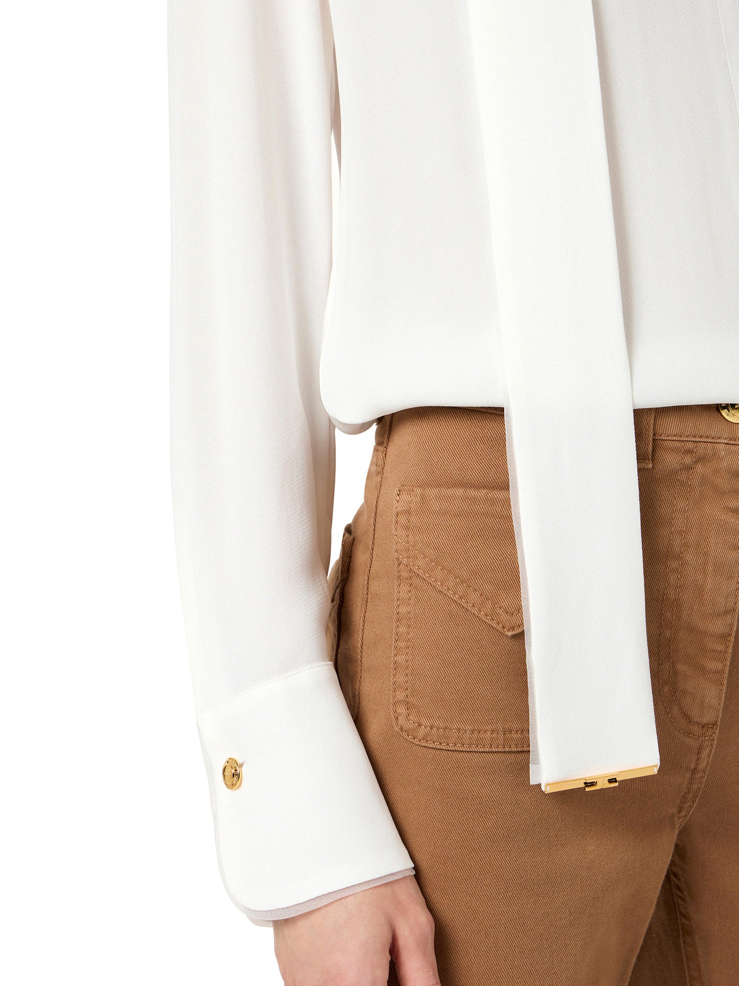 Blouse in viscose georgette fabric with sash belt