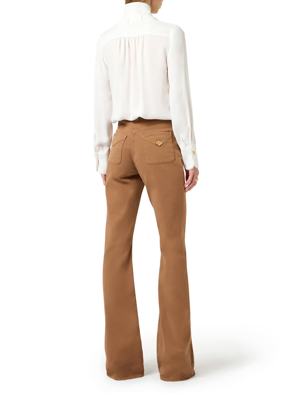 Blouse in viscose georgette fabric with sash belt
