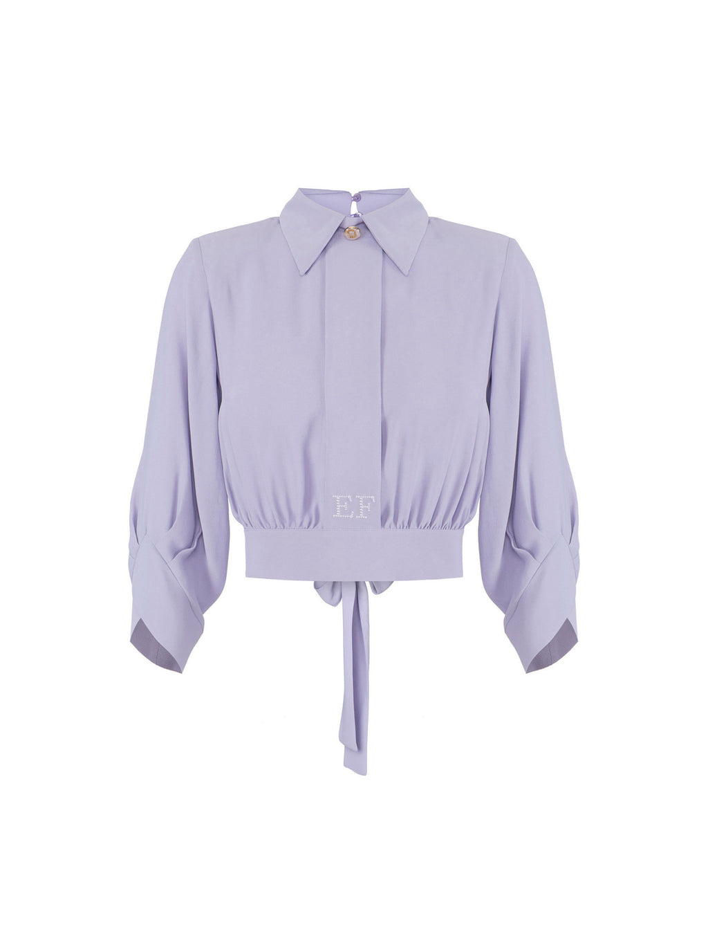 Blouse in georgette fabric with sash belt