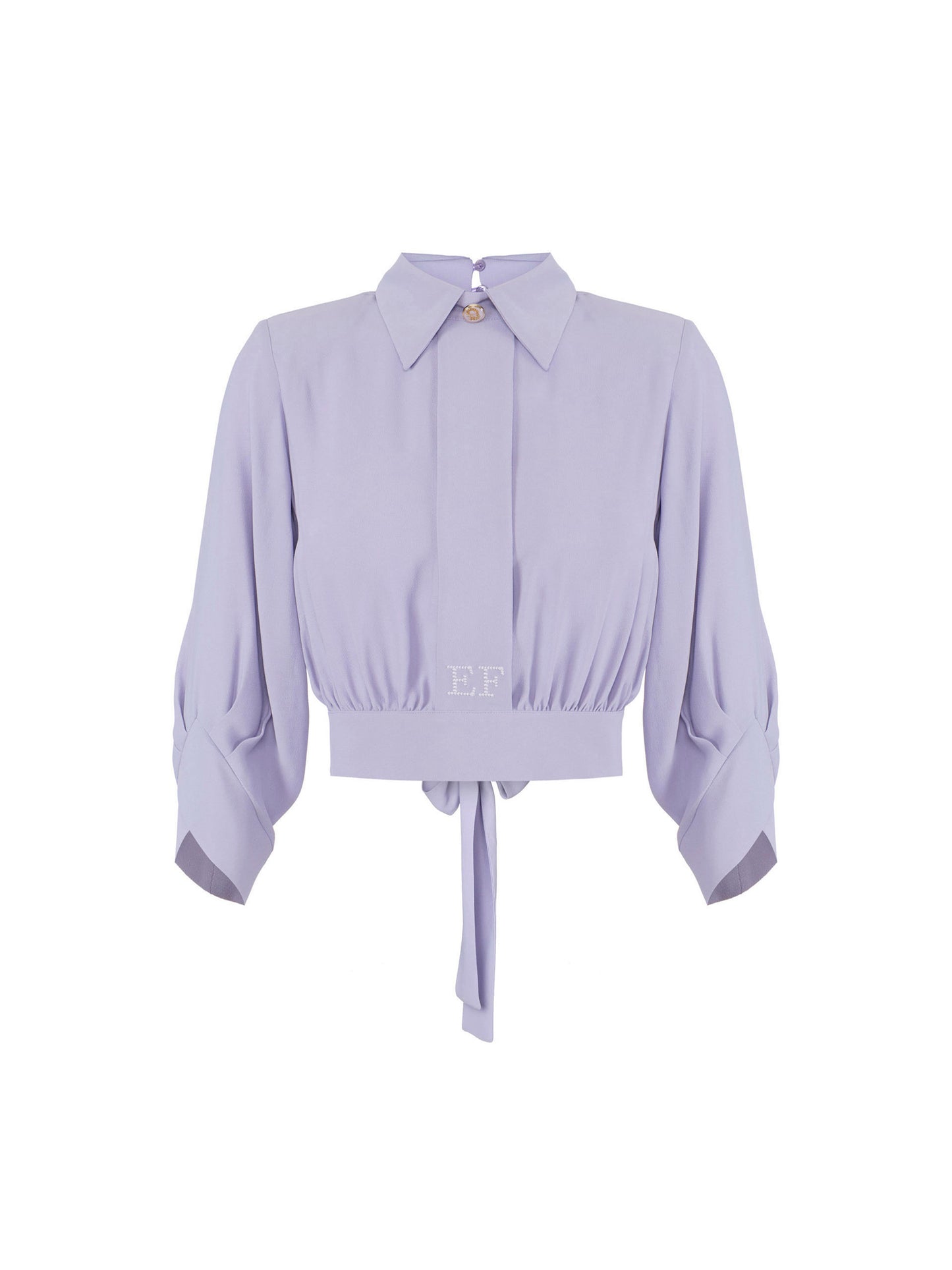 Blouse in georgette fabric with sash belt