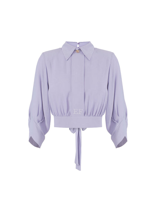 Blouse in georgette fabric with sash belt