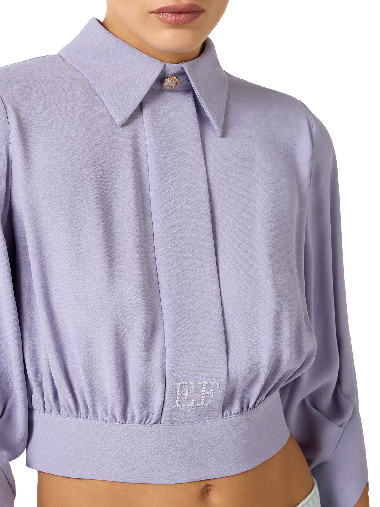 Blouse in georgette fabric with sash belt