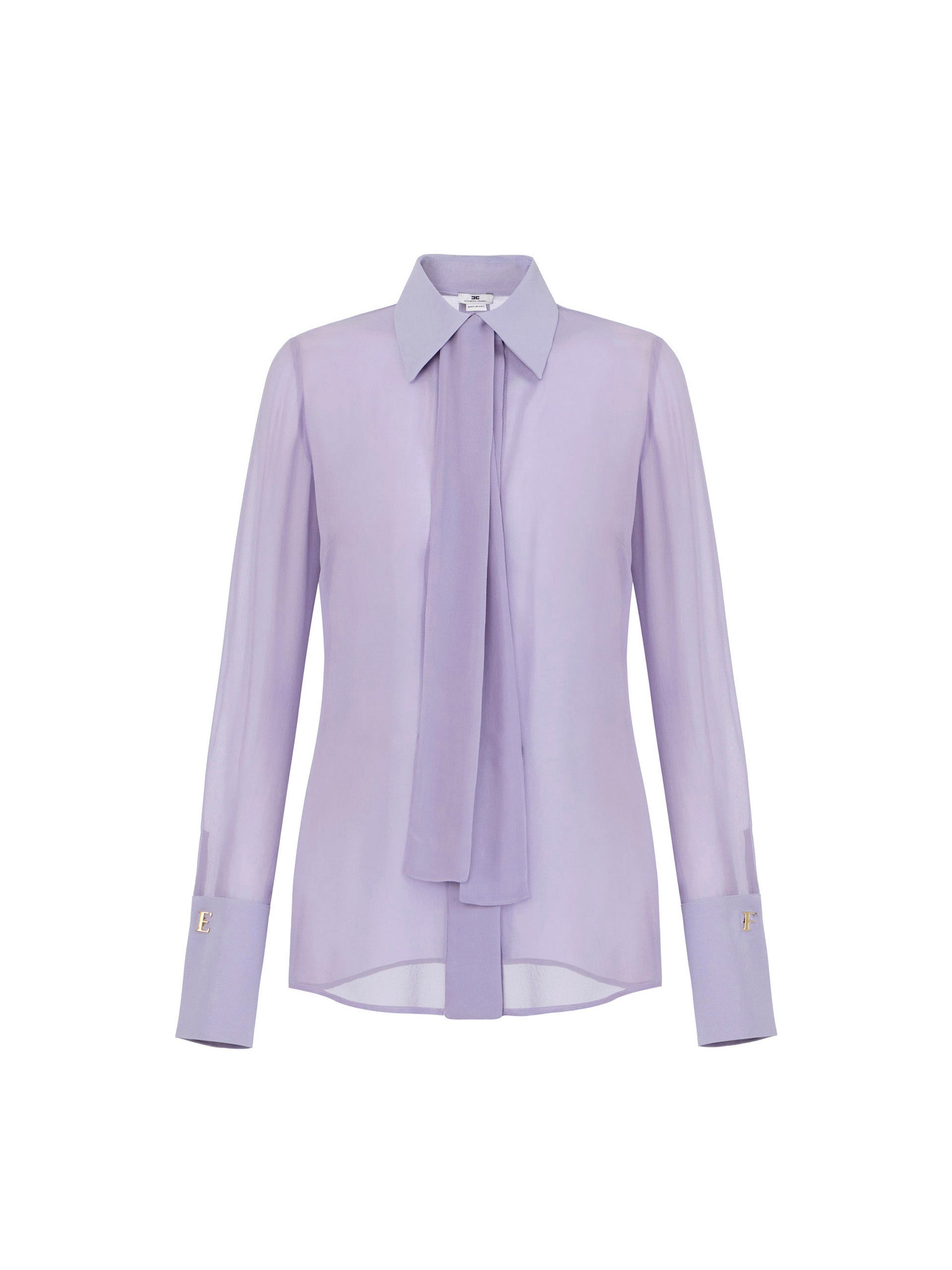 Blouse in georgette and crêpe fabrics with sash belt