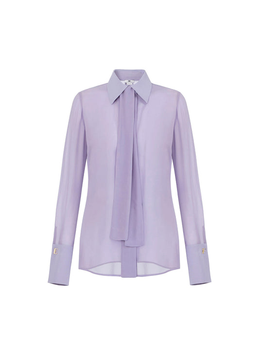 Blouse in georgette and crêpe fabrics with sash belt