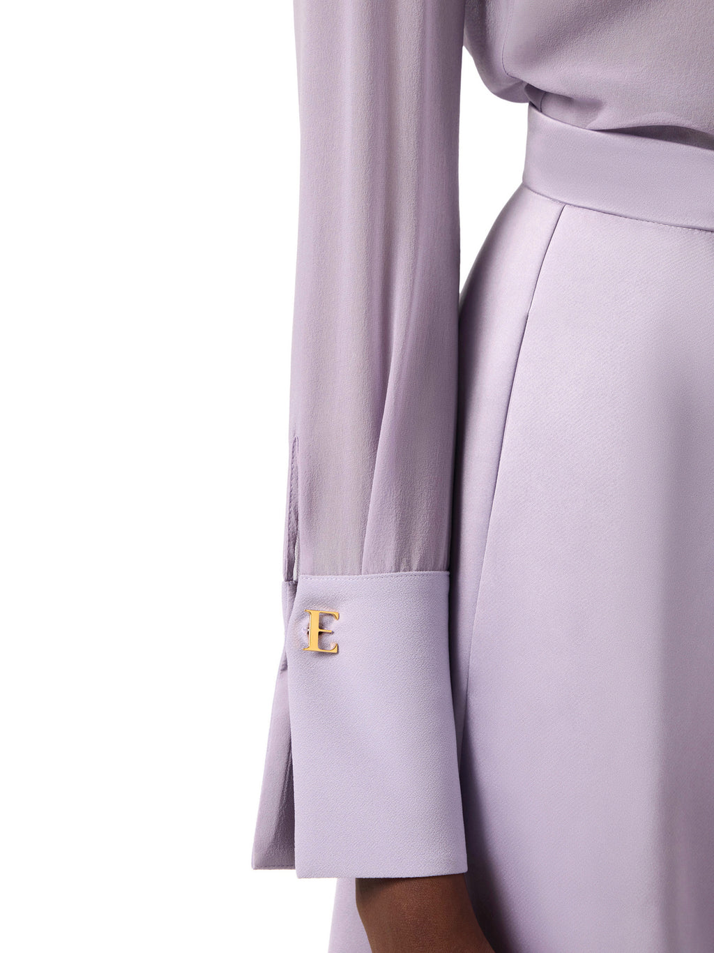 Blouse in georgette and crêpe fabrics with sash belt
