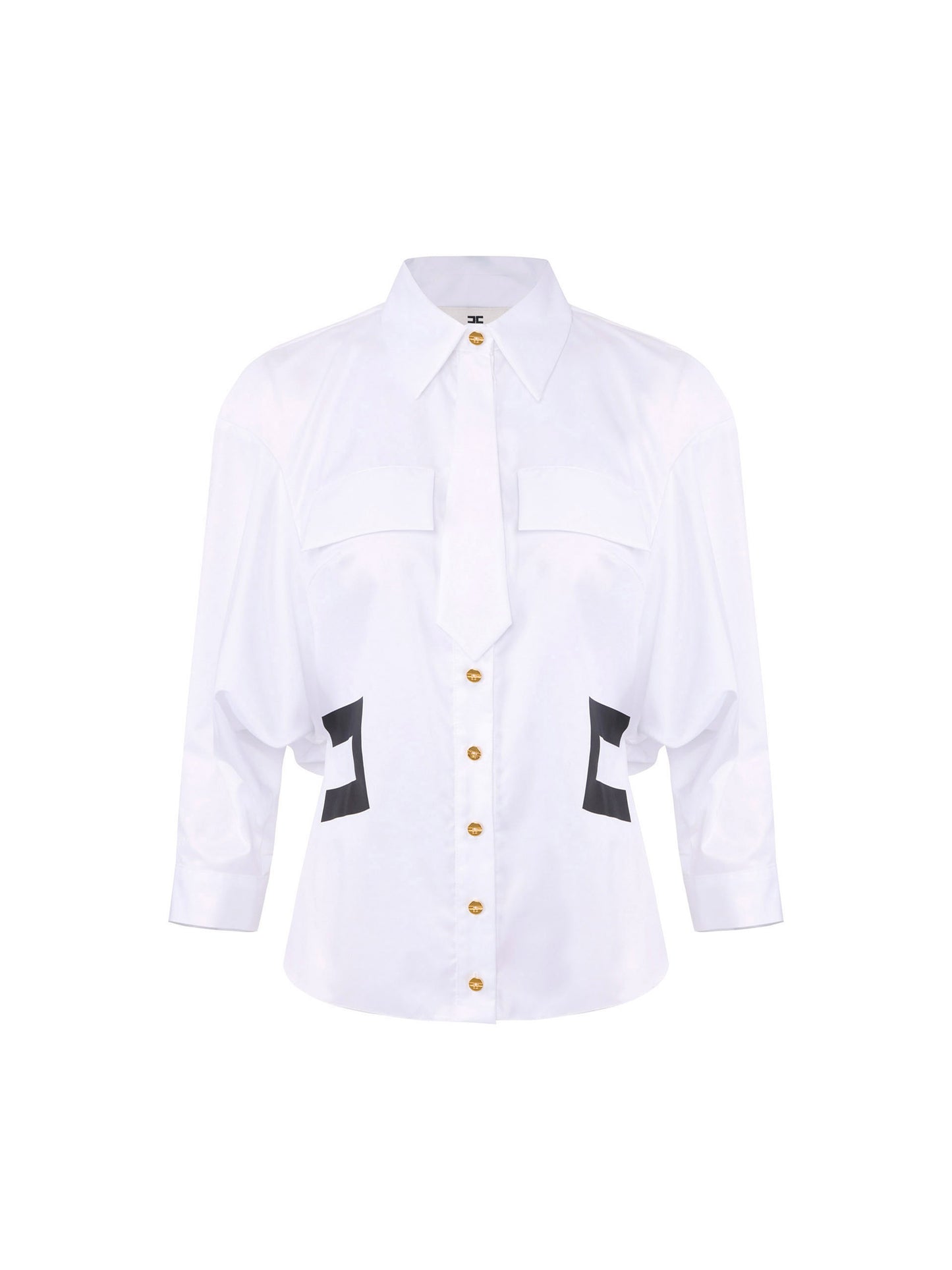 Cotton shirt with small tie