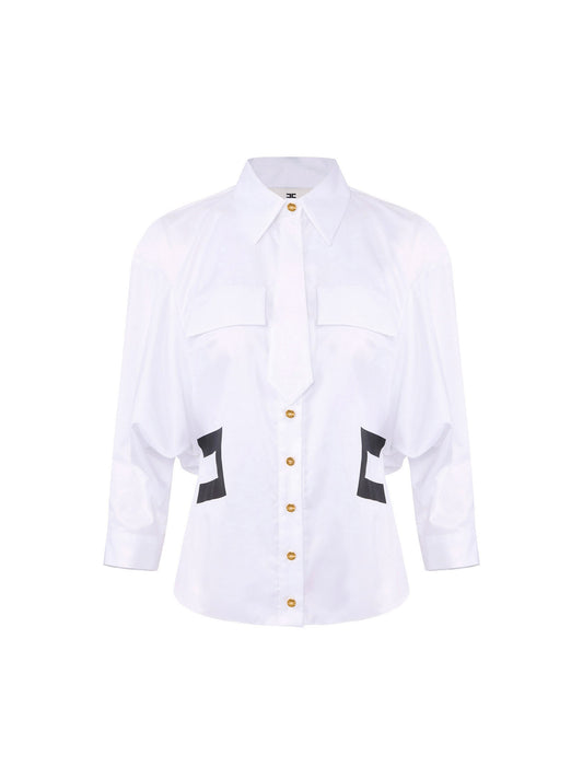Cotton shirt with small tie