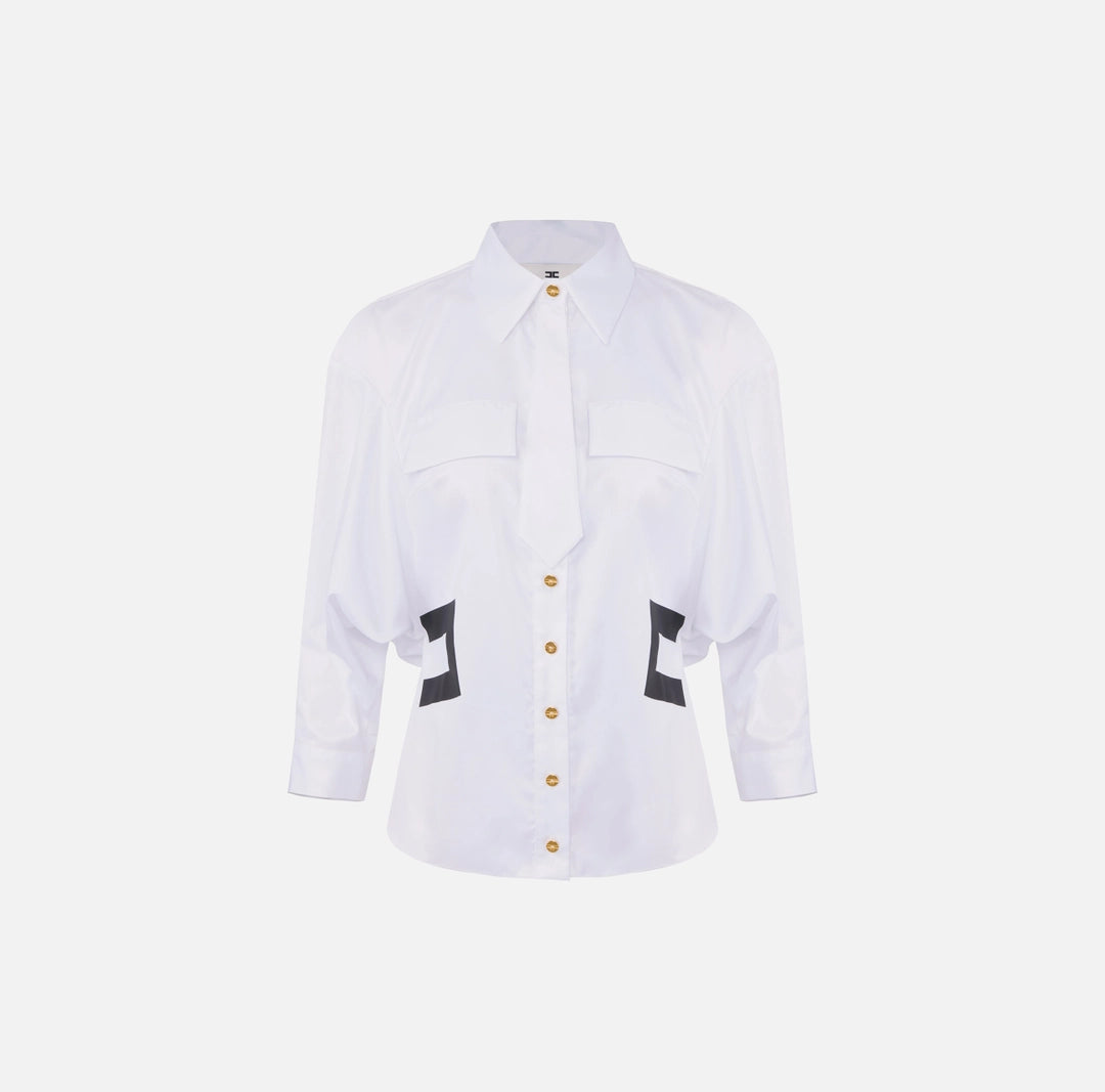 Cotton shirt with small tie